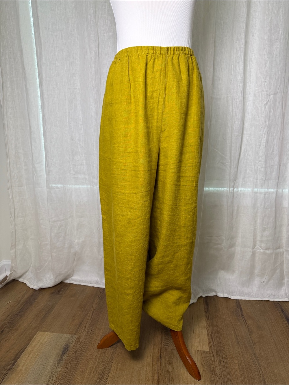 Flax Wide-Leg Linen Pants in Greenish Yellow